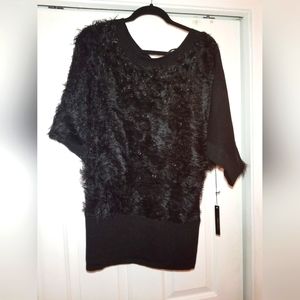 NWT BCBG FUZZY FURY CURVE HUGGING SLIMMING SWEATER